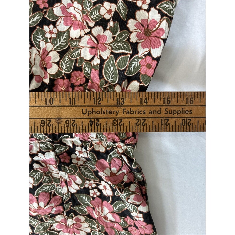 Outerknown Wander Linen & Cotton Romper Shorts Small Black Pink Floral Cottage - Picture 13 of 16